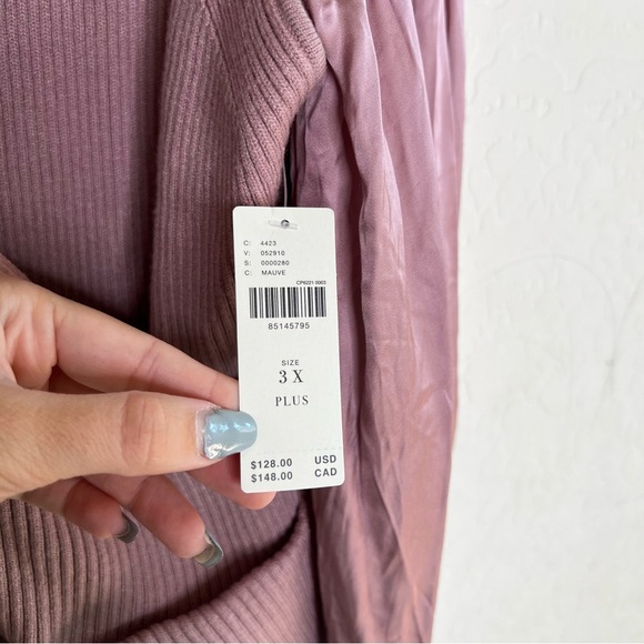 By Anthropologie Twofer Faux-Wrap Sweater Ballet Coquette Romantic Mauve - Picture 8 of 10